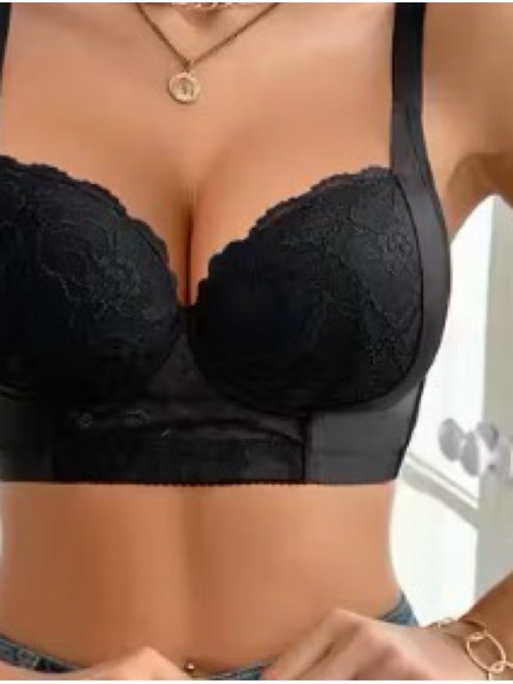 1 Black Lace Longline Bra and 1 White